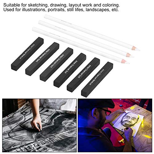 White Charcoal Pencils, Professional Drawing Pencil Set Wooden Sketching Supplies Drawing Graphite Accessories for Beginners and Artists