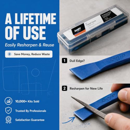 Bojo Tools - 5-Piece Edge Plastic Scraper Kit - Heavy Duty - size: 5-Piece Edge Plastic Scraper Kit