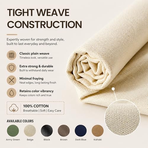 Wildarms 100% Cotton Canvas Fabric by The Yard - 59" Wide 12oz Heavy Duty Natural Duck Canvas for Sewing DIY, Tote Bags, Upholstery & Embroidery (Beige, Cut by the Yard) - color: Beige, size: 1-Yard Pre-Cut (Non-Continuous)
