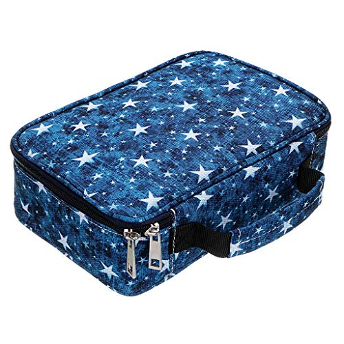 BTSKY Zipper Pens Pencil Case with Pattern-Multi-functional Stationery Pencil Pouch 36 Large Stretchy Slots for 72 Colored Pencils(Star Blue) - color: Star Blue