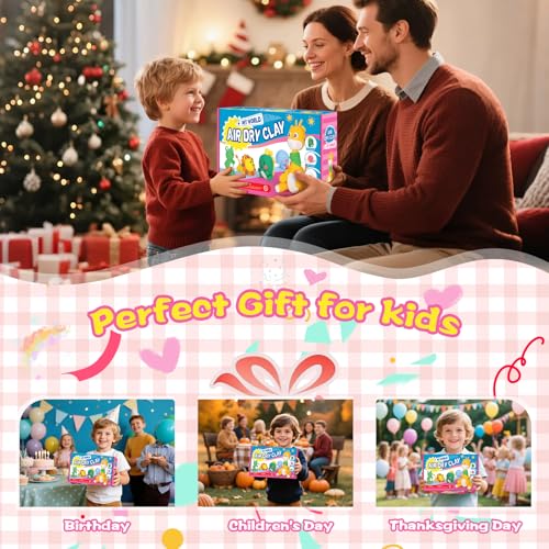 ifergoo Air Dry Clay for Kids - Animal Modeling Clay Kit, 6 Animal Designs with Sculpting Tools & Tutorials, Ultra Light & Soft, Arts & Crafts DIY Creative Toys, Gifts for Age 3-12 Girls & Boys - color: Animal Modeling Clay Kit