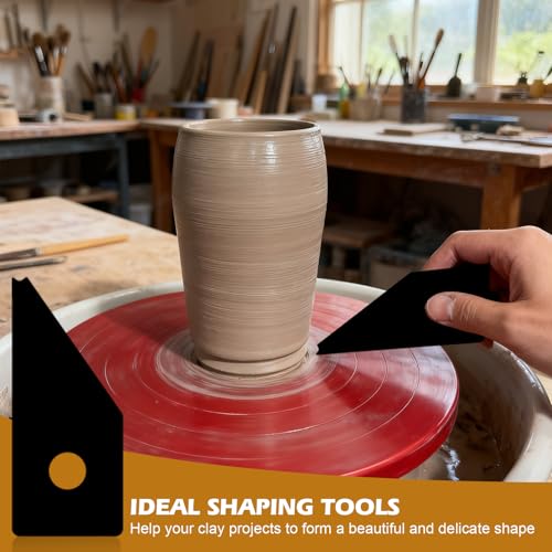 10pcs Pottery Ribs Tool Kit, HSSZXFR 10.5x4.5cm Right-Angle Trapezoidal Shape Pottery Clay Ribs with Arc-Shaped and Right-Angle Shaped Openings, Diameters 6/8/10/12/16mm, for DIY Carving Molds