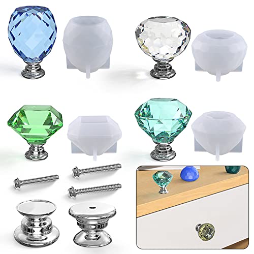 3D Dresser Knob Resin Mold Handles Silicone Resin Casting Mold Drawer Kitchen Cabinet Door Hardware with Accessories - color: Set