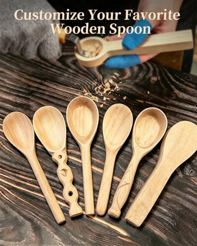 Basswood Spoon Carving Blanks 4-Pack: Unfinished Soft Wood Spoon Kit for Carving, Whittling, Crafting - Wooden Blocks DIY Craft Projects for Beginners & Professional Carvers - color: 4 PCS