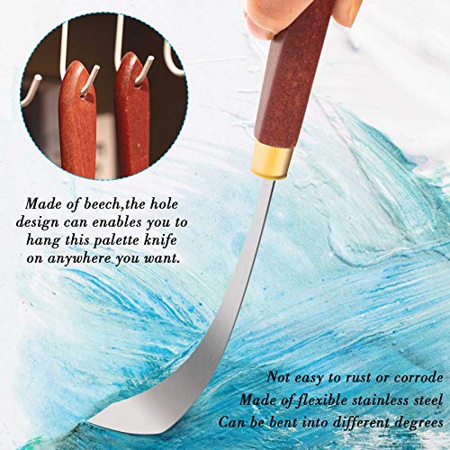 Palette Knife Set Spatula Pallet Knives Stainless Steel Painting Knife Mixing Scraper Oil Painting Accessories Paint Metal Knives Wood Handle for Art Acrylic Draw Color Mixing Supplies(2 Pieces)