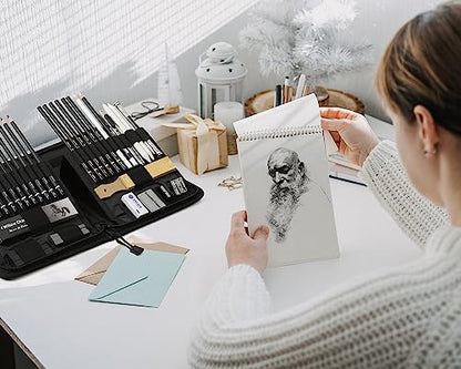 Brusarth 42 Pack Drawing Set Sketching Kit, Pro Art Sketch Supplies with Sketchbook, Include Graphite Pencil, Charcoal Pencil, Sharpener, Eraser Art Supplies for Artists Adults Teens Beginner