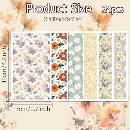OLYCRAFT 24Pcs Pastoral Flowers Clay Transfer Paper 6 Styles Transfer Paper for Polymer Roses Daisy Polymer Clay Transfer Sheets Oriental Floral Small Transfer Paper for Clay Earrings Jewelry Making - style: Pastoral flower