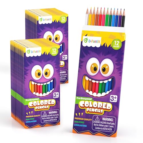 D-FantiX Bulk Colored Pencils 288 Count, 24 Packs of 12 Pre Sharpened Color Pencil Set, Back to School Supplies Classroom Prizes, Party Favors Goodie Bags Stuffers for Kids, Adult Arts and Crafts Gift
