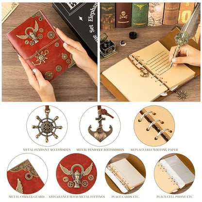 NC Feather Pen Ink Set,with Quill Pen,Notebook,5 Replaceable Nibs,Ink,Pen Holder,Stamp,Spoon,Wax Beads, White Wax,Cup,Envelopes and Letter Paper Etc.Beautiful Gift Calligraphy Set.(Grey) - color: Grey