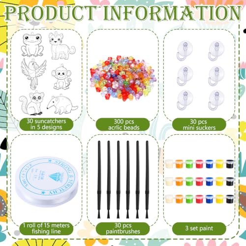 WinnerWhy 30 Sets VBS Rainforest Animal Suncatcher Craft Kit, DIY Jungle Sun Catchers Bulk Paint Your Own Window Art Ornaments for Adult Home Birthday Activity Party Decor - style: Rainforest