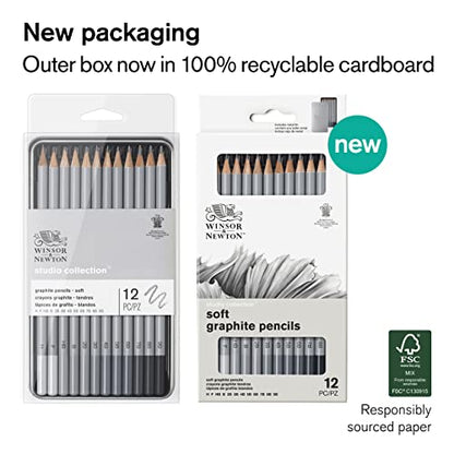 Winsor & Newton Studio Collection Artist Pencils, Graphite Pencils, Set of 12 - style: 12 Graphite Pencils