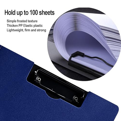 2 Pack Foldable Clipboards, A4 Office Clipboard Folder with Double Metal Clips, 360 Degree Foldable Binder Clipboard with Pen Holder, File Cover Work Folder Clipboards, Blue - style: 2Pack- Blue