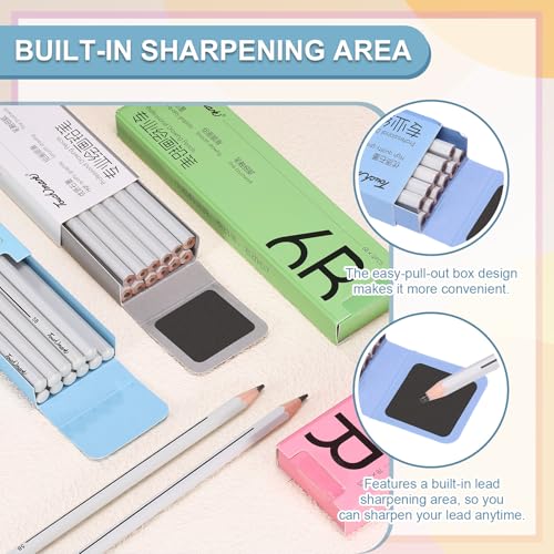 PATIKIL HB/B/2B/4B/6B/8B Graphite Pencils for Drawing, 12Pcs Sketching Pencils Wood Supplies Set Break-Resistant Lead with Built-in Sharpening Area for Painting Sketching Artist Design - style: HB/B/2B/4B/6B/8B