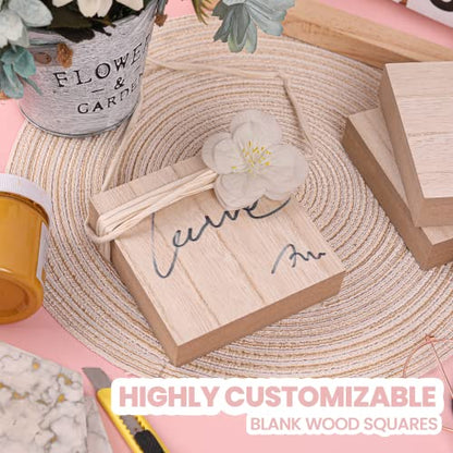 (12-Pack) - 4” x 4” Wooden Blocks for Crafts - 1-Inch Thick Square MDF Blocks - Smooth Surface with Wood Grain Pattern - Highly Customizable Blank Wood Squares - size: 4 x 4 x 1" (12 Pack)