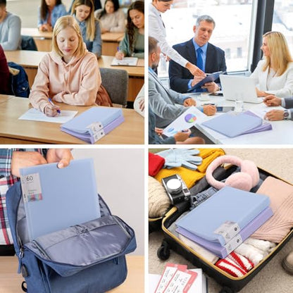 2Pcs Binder with Plastic Sleeves，A4 Art Portfolio Display 120 Pages, Portfolio Folder for Certificate Binder Organizer