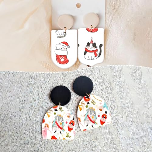 10 Pcs Christmas Polymer Clay Transfer Paper, Christmas Bells Red Berries, Princess Pattern 2 Design Water Soluble Transfer Sheets for Polymer Clay Earrings Jewelry Making DIY Projects 5.82X3.93 in