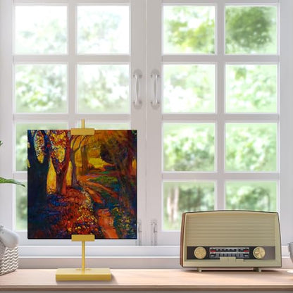 Yaocom Gold Tabletop Picture Frame Easel Stand 16. 5 Inch Adjustable Metal Frames Holder Stand Table Display Easel Picture Display Floor Art Holder for Home Exhibition Restaurant