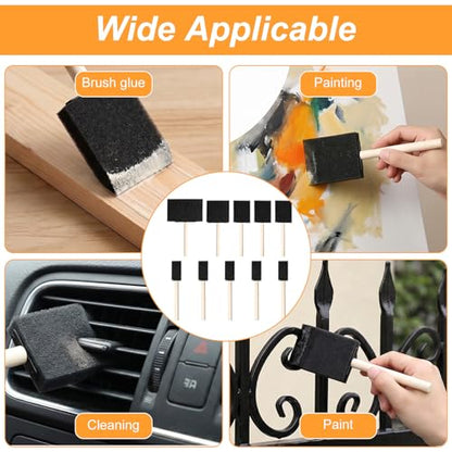 10PCS Foam Paint Brushes Set, Sponge Paint Brush with Wooden Handle, Foam Painting Brushes for Details or Large Area Painting, Staining, Varnishes and DIY Craft Projects (1/2/2.8/4 Inch)