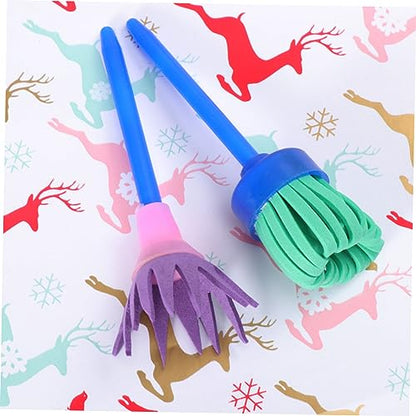 Lurrose 8Pcs Sponge Paint Rollers Set Kids Painting Rolls with Handle Foam Brayers for Drawing Graffiti Art Lessons Craft Projects 4.33In