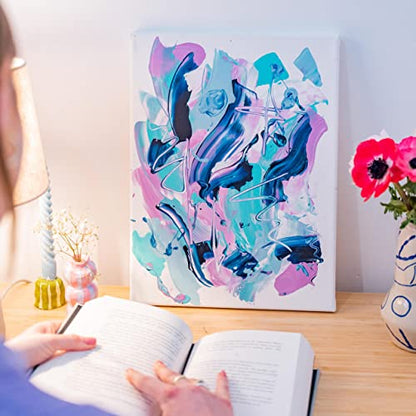 Sculpd Canvas Painting Kit, Abstract Canvas Painting, 4 Acrylic Paint Colours, 2 Brushes, Artist Canvas, Additional Artist Supplies, Studies Book & Guides, Suitable for Beginners & Artists (Bold) - color: Bold, size: Large