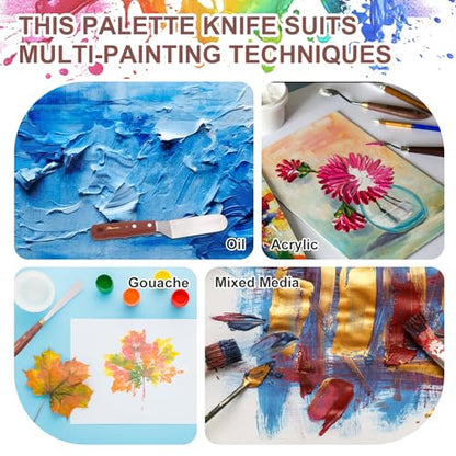 MECCANIXITY Pack of 1 Palette Knife No.5, 7.8" Long Palette Knives with Stainless Steel Flexible Spatula Pallet Knife and Wood Handle for Scraping, Mixing, Oil Acrylic Painting Canvas - style: No.5