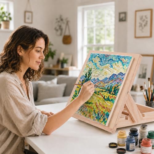 Tabletop Easel 17 X 12.6 Art Easel for Painting | Desktop Easel for Canvas Painting Sketching Display - color: Larger Easel