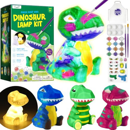 LAOESE Paint Your Own Dinosaur Lamp Kit, Art Supplies Kids Paint Set, Arts and Crafts for Kids Ages 8-12, Dinosaur Toys Girls Boys Birthday Gifts for Kids Ages 3 4 5 6 7 8 9 10 11 12+ - style: Dinosaur