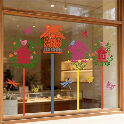 Garden Fence Stencils for Outdoor Large Bird House Stencils for Walls Reusable Drawing Stencil for Painting on Wood Fence Room Wall Window Glass - style: Bird House