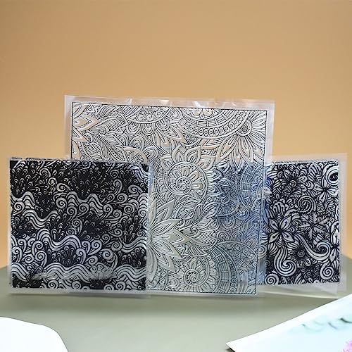 Premium Silicone Texture Stamp Sheets for Polymer Clay Jewelry and Clay Earrings - Set of 3 Floral and Unique Patterns - Easy to Use and Clean (Group 1) - color: Group 1