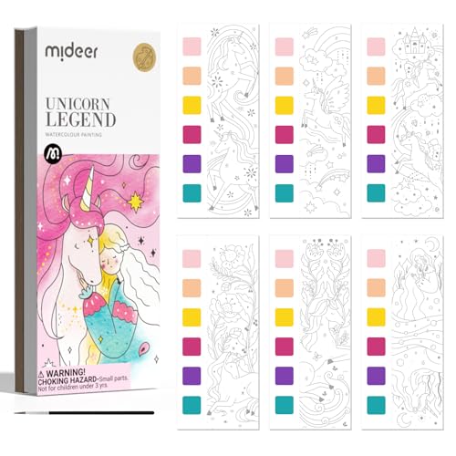 MiDeer Watercolor Painting Book, Pocket Mess-Free Paint with Water Kit with Brush, Travel Activity Toy, Unicorn Arts & Crafts Gifts for Girls Ages 4-8 - color: Unicorn Legend