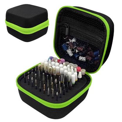 81 Holes Nail Drill Bit Holder, Nail Bits Display Organizer Container, Waterproof Portable Organizer Bag, Efile Nail Bits Professional Nail File Bits Manicure Tools, (Green) (ONLY CASE) - color: Green