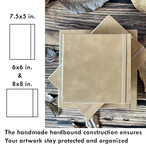 tumuarta Deckle Edge Paper Sketchbook, 92 LB, 150 GSM, 80 Sheets Mixed Media Paper, Acid Free, Handmade Journal Hardbound Sketch Book for Pencil, Ink, Markers, Acrylic and More (6" X 6") - size: 6" X 6"