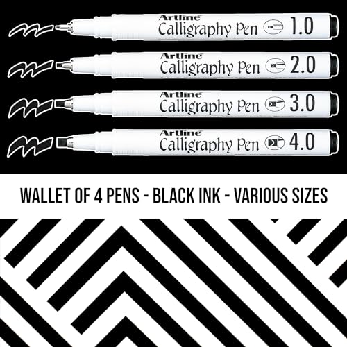 Artline EK-240W4 Calligraphy Pen - Assorted (Pack of 4), Black