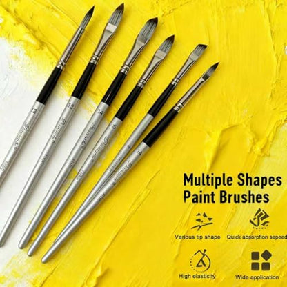 Acrylic Paint Brushes Set, 25pcs Professional Artist Series with Wide Flat, Filbert, Fan, Dagger, Cat Tongue, Round, Angle, Rigger for Oil, Acrylic, Face Painting（Color Blocking ） - color: Color Blocking