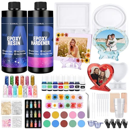 KISREL 26oz Epoxy Resin Kit for Beginners, Resin Kit with Photo Frame Molds | 26oz Epoxy Resin with Photo Frame Molds, Gift for Couples, Family, Friends, Birthday, Graduation, Wedding - size: Photo Frame Molds
