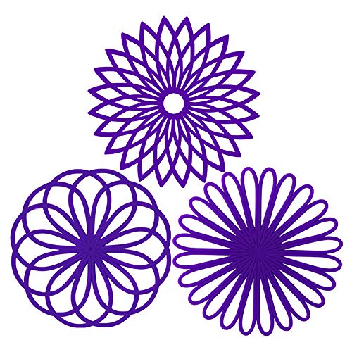 ME.FAN Silicone Trivet Mat - Kitchen Hot Pads for Pots & Dish - Insulated Teapot Trivet - Flexible, Durable, Non-Slip Large Coasters 3 Set Deep Purple - color: 3set-dark Purple