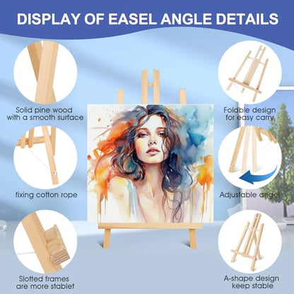 ESRICH 8 Pack 11.8" Wood Easels,Tabletop Easel for Painting,Painting Party, Displaying Canvases, Kids Student Table School Desktop, Portable Canvas Photo Picture Sign Holder - style: 11.8"-8P