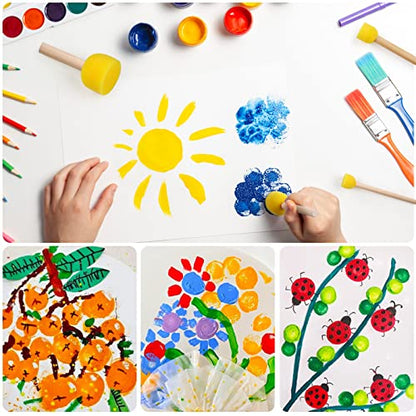 vivinin 90 Pcs Round Sponges Brush Set, Round Sponge Brushes for Painting, Paint Sponges for Acrylic Painting, Painting Tools for Kids Arts and Crafts (4 Sizes) - size: 90 PCS