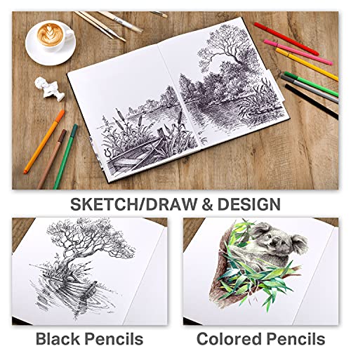 Sketchbook - Hardcover Sketch Pad, 8.5" x 11", Durable Sketch Book for Professional Adults, Artists and Amateurs, 68 lb/110 GSM, 58 Sheets, Use with Pens, Pencils, Sketching Stick