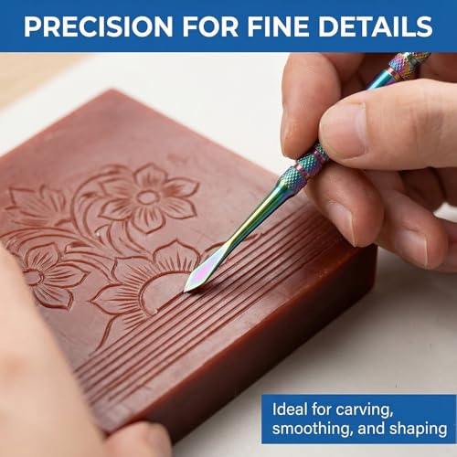 4 Pcs Wax Carving Tools Set, Stainless Steel Double-Ended Sculpting Tools for Wax Clay Pottery, Non-Slip Grip Detail Modeling Tools for Sculpting, Carving, Shaping & Jewelry Making(4.8inch）