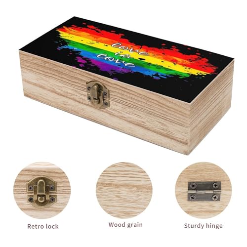 Rainbow Pride Love Is Love Jewelry Box Wooden Rustic Multi-Purpose Organizer with Front Clasp for Jewelry, Crafts, Accessories & Small Items - color: style-4