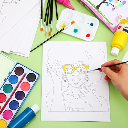 Ctosree 12 Sets Pre Drawn Canvas Kit for Painting Adults Sip and Paint Kit Art Pre Printed Canvas Bulk for Adult Date Night, Art Party & Holiday Gift(Hipster Women,8 x 10 in) - size: 8 x 10 in, style: Hipster Women