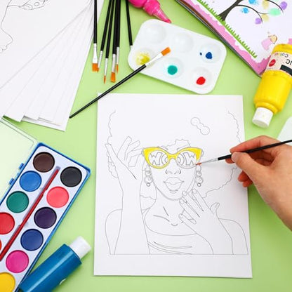 Ctosree 12 Sets Pre Drawn Canvas Kit for Painting Adults Sip and Paint Kit Art Pre Printed Canvas Bulk for Adult Date Night, Art Party & Holiday Gift(Hipster Women,8 x 10 in) - size: 8 x 10 in, style: Hipster Women