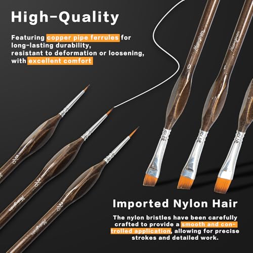 Detail Paint Brushes Set 8pcs Miniature Brushes for Fine Detailing, Acrylic,Model, Face, Figurine, Watercolor, Oil, Triangular Grip, Nylon Bristles - color: 8pcs Transparent Brown Set