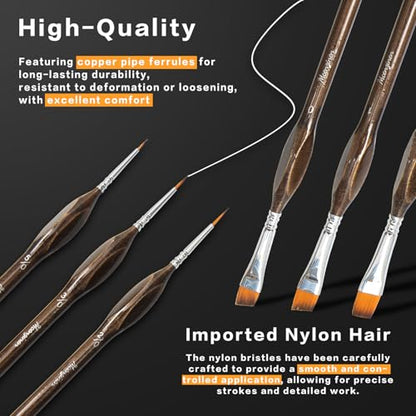 Detail Paint Brushes Set 8pcs Miniature Brushes for Fine Detailing, Acrylic,Model, Face, Figurine, Watercolor, Oil, Triangular Grip, Nylon Bristles - color: 8pcs Transparent Brown Set