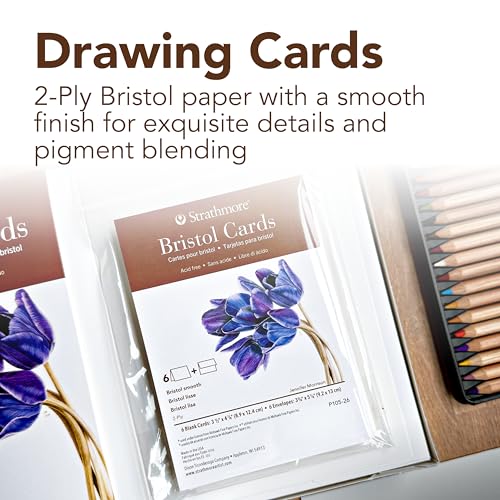 Strathmore 400 Series Cards, Bristol, 5x6.875 inches, 6 Pack, Envelopes Included - Blank Greeting Cards for Weddings, Events, Birthdays - size: 5x6.875, style: 6 Pack