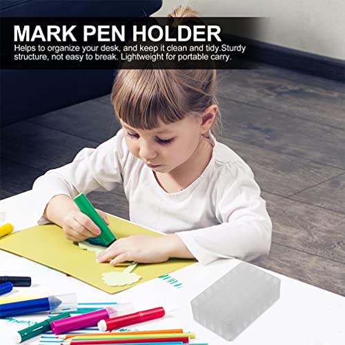 STOBOK Marker Storage Tray 3Pcs Plastic 40 Slot Marker Pen Holder Organizer Brush Pencil Rack Table Stand for Home Dorm White