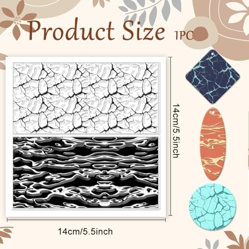 CHGCRAFT Natural Texture Polymer Clay Texture Sheets Cracks Water Pattern Silicone Texture Stamp Clay Modeling Pattern Pad Texture Sheets for Polymer Clay Making Earrings Jewelry - style: Cracks