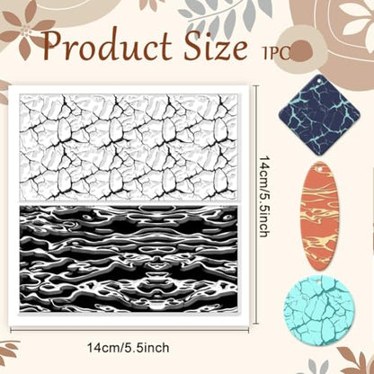 CHGCRAFT Natural Texture Polymer Clay Texture Sheets Cracks Water Pattern Silicone Texture Stamp Clay Modeling Pattern Pad Texture Sheets for Polymer Clay Making Earrings Jewelry - style: Cracks