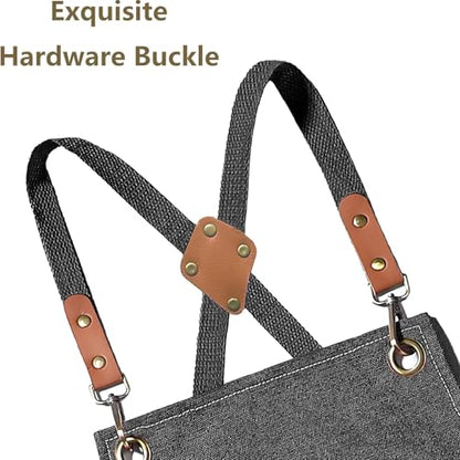 AFUN Aprons for Men Women with Large Pockets, 16-Ounce Cotton Canvas Cross Back Apron - color: Grey